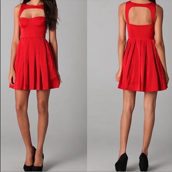 red fit and flare mini dress